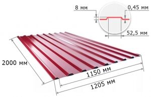 С8 0,45x1150x2000 RAL 3005 вишневый С8 0,45x1150x2000 RAL 3005 вишневый